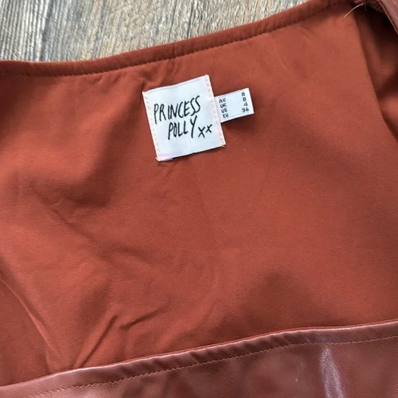 Princess Polly Faux Leather Brown Top - Picture 3 of 5